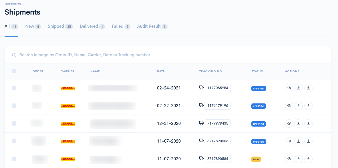 Shipper address configuration.