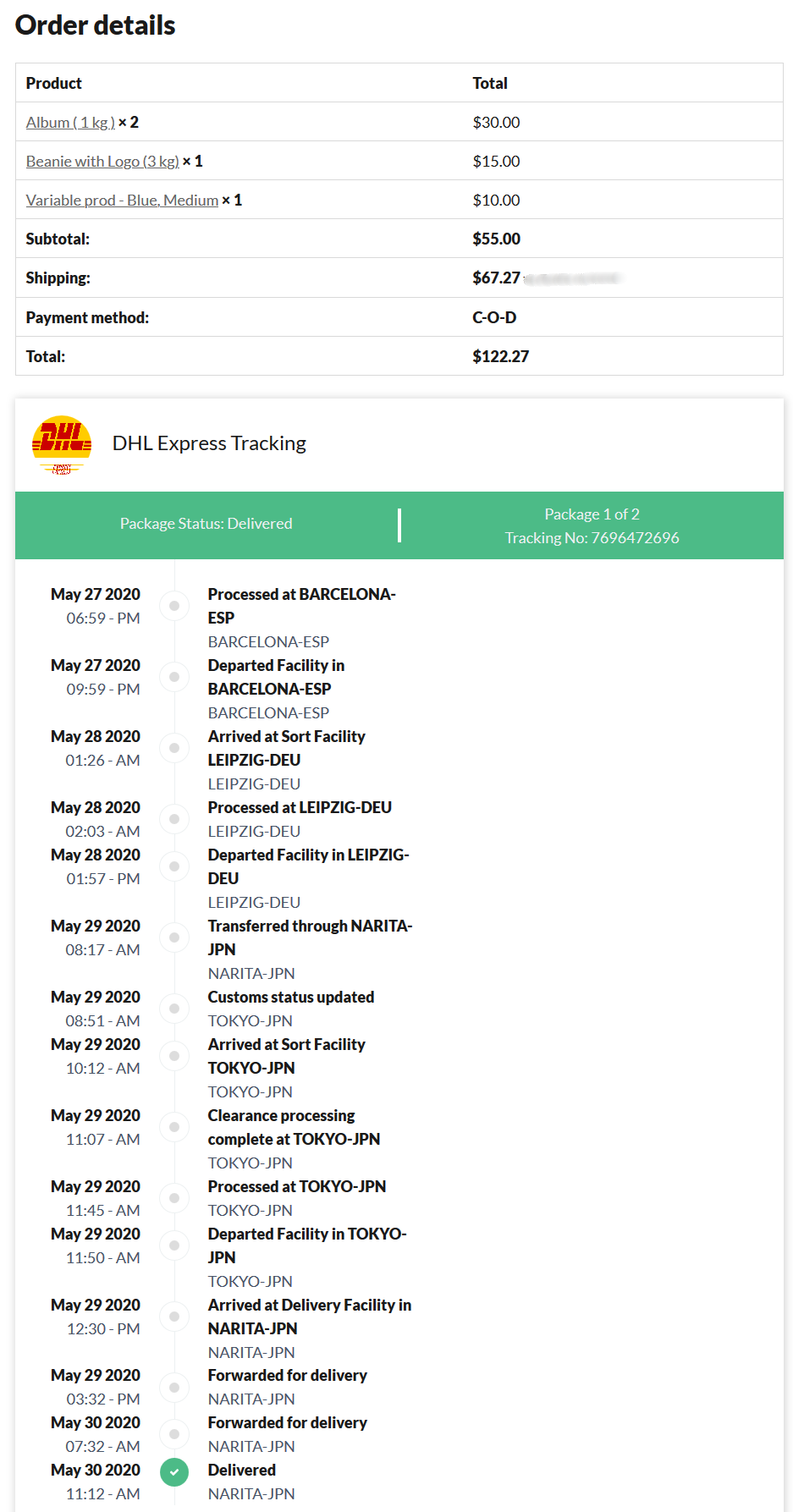 Shipping rates configuration & shipping services list.