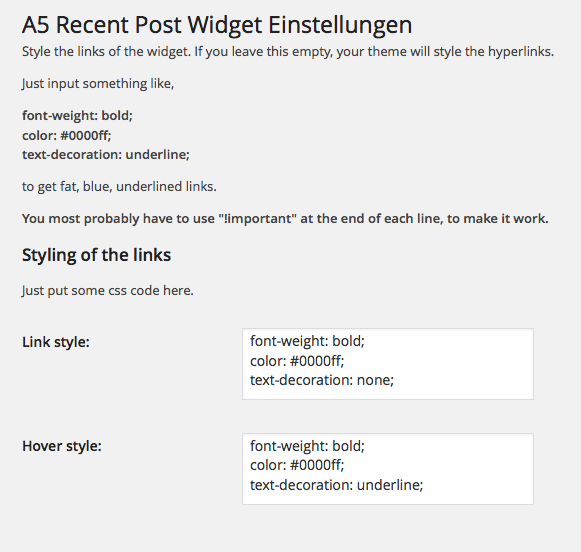 The plugin's settings section