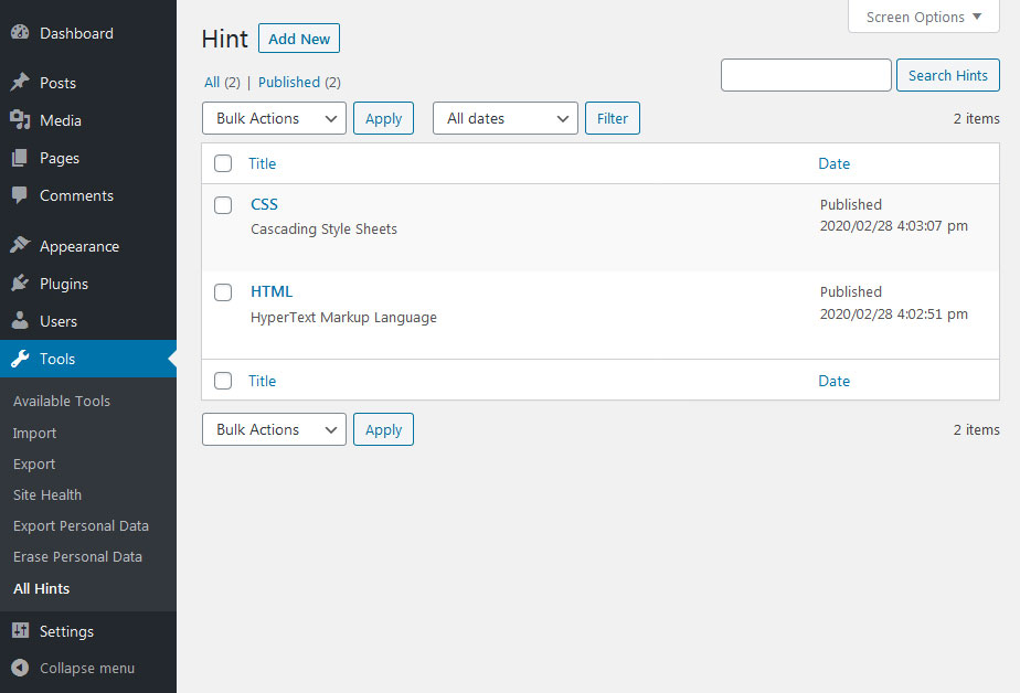 Admin area, easily add your explanation of abbreviations