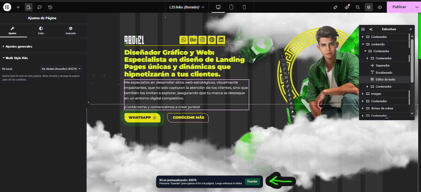 **Style Selection:** Select your local kit. A notification bar will remind you to save and refresh to apply changes correctly.