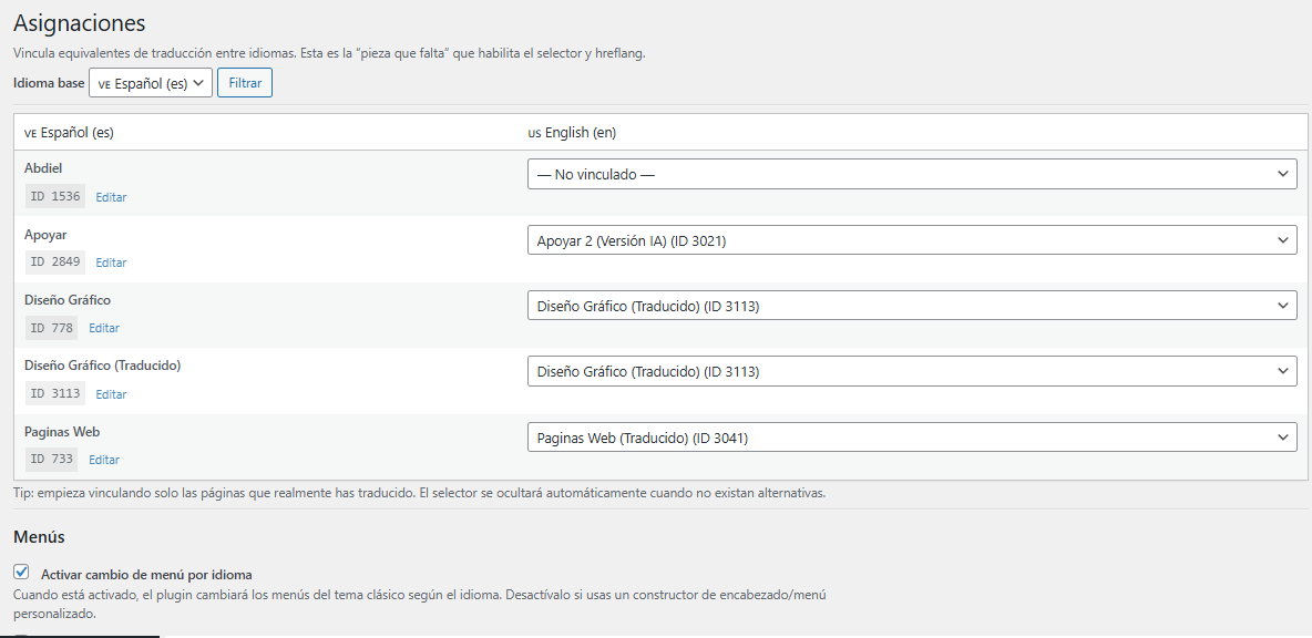 Translation assignments\