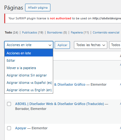 Bulk language assignment\