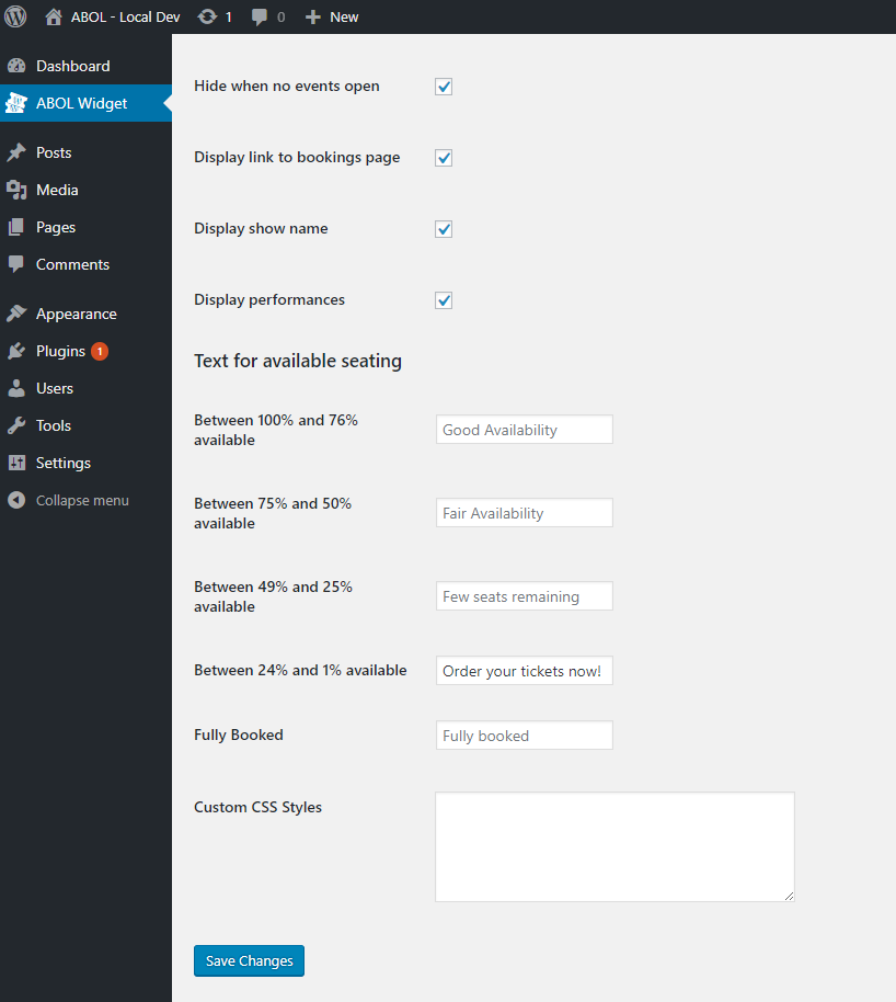 More configuration options for the widget