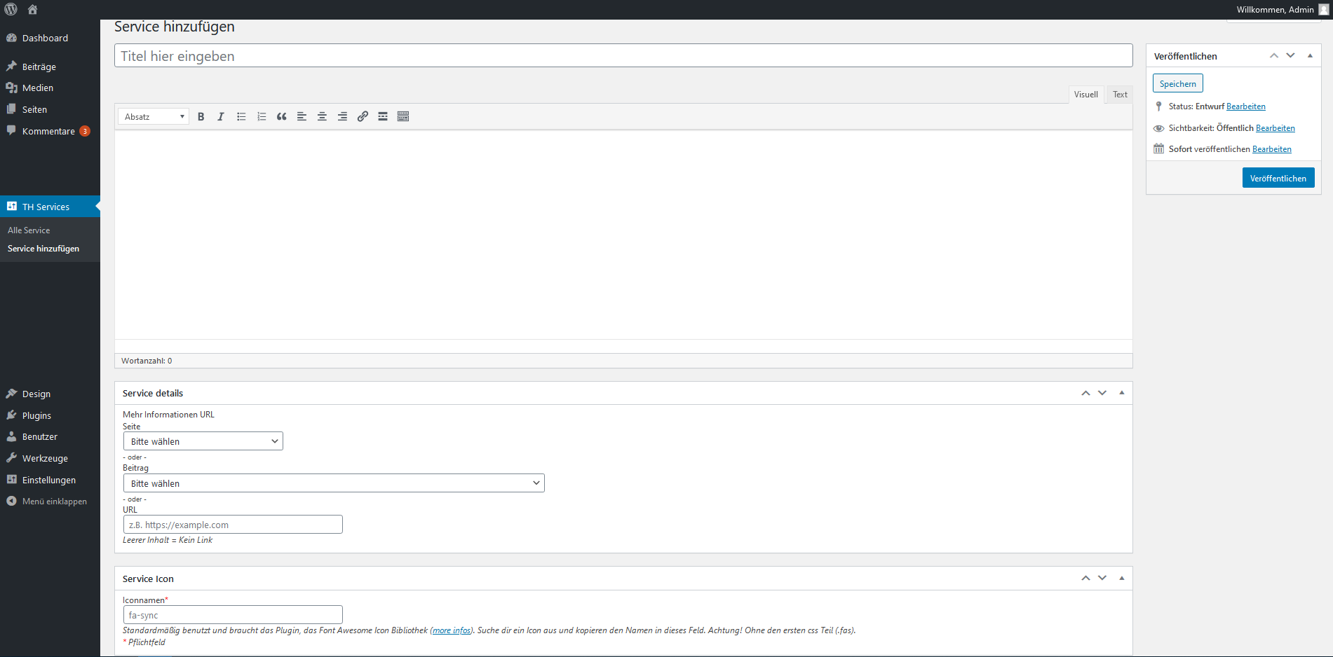 Admin Page - Add new Service