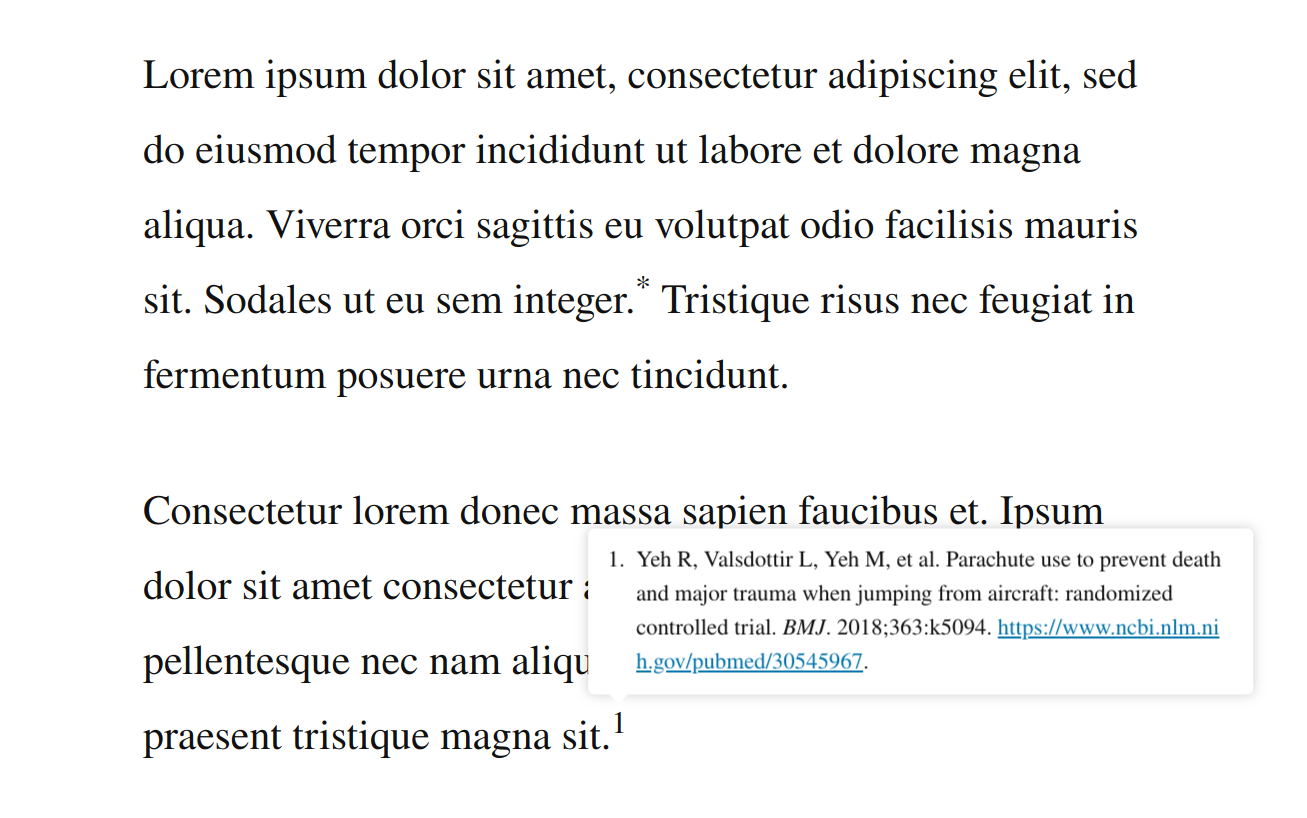 Citation tooltips.