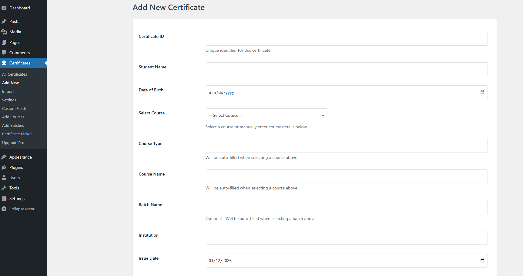 Bulk import certificate [Pro]