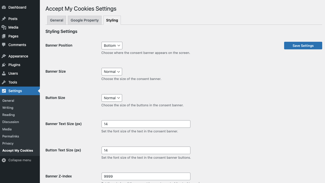 Plugin Settings - Styling