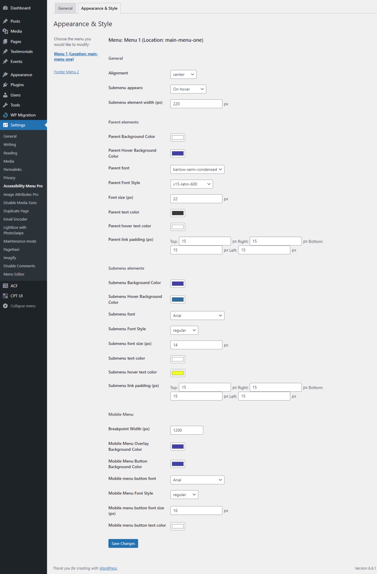 Customize the appearance of your accessible menu