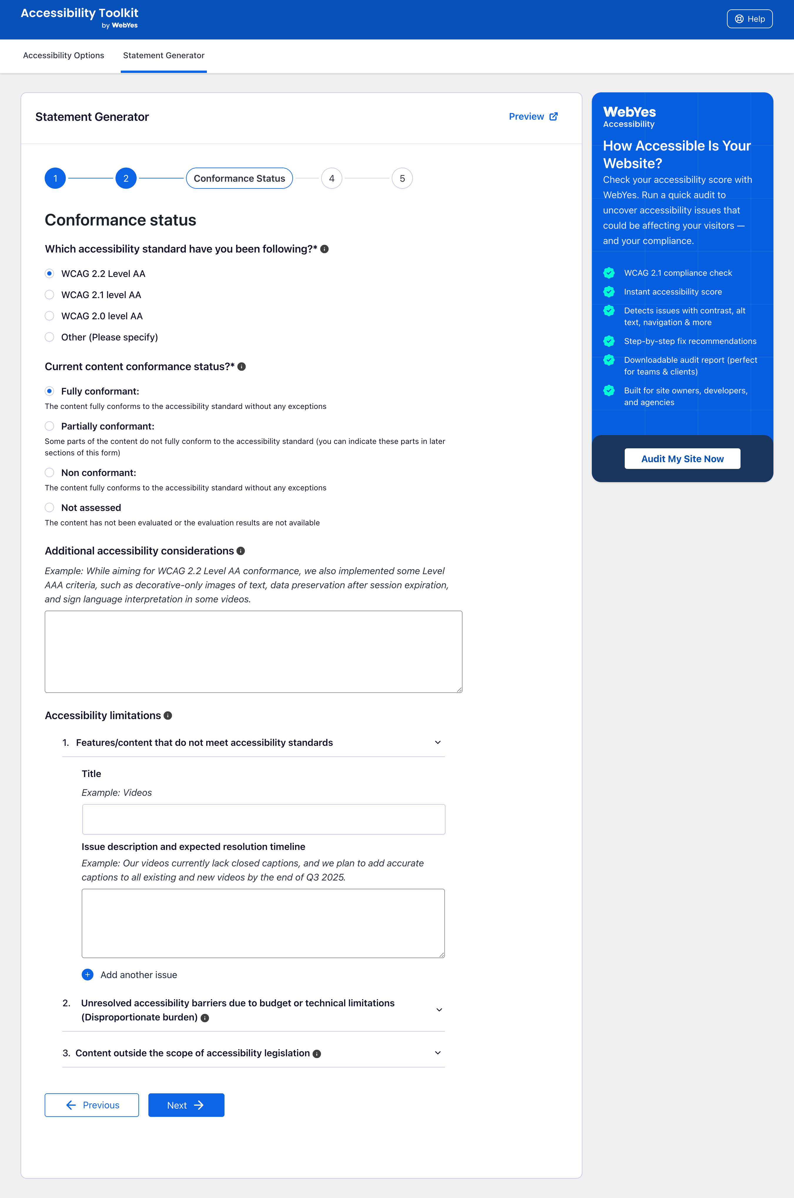 Accessibility Statement Generator for WordPress