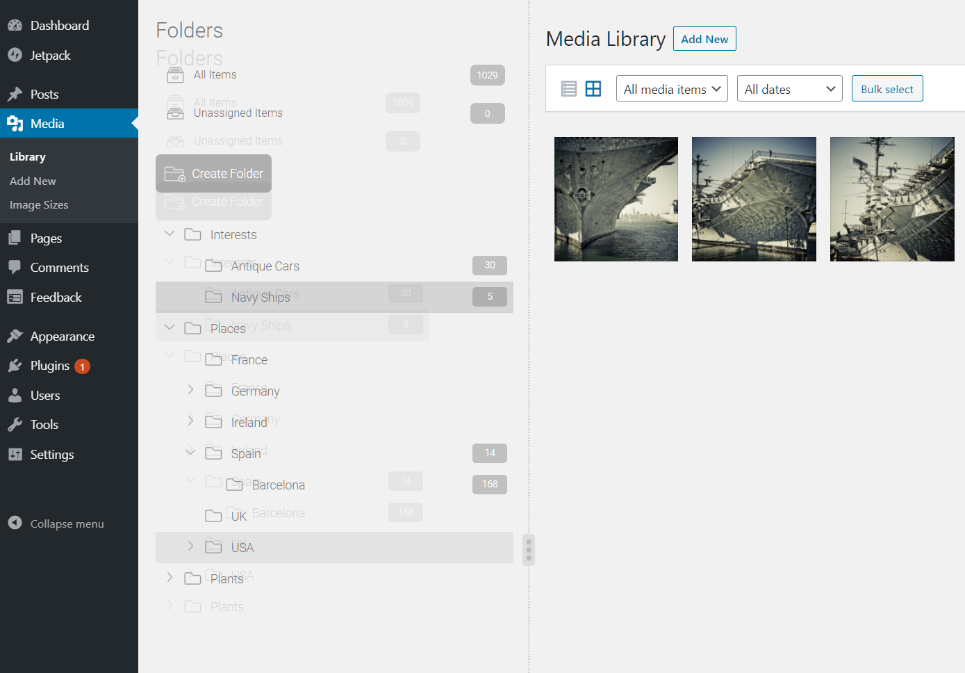 Create new subfolders using a convenient context menu.