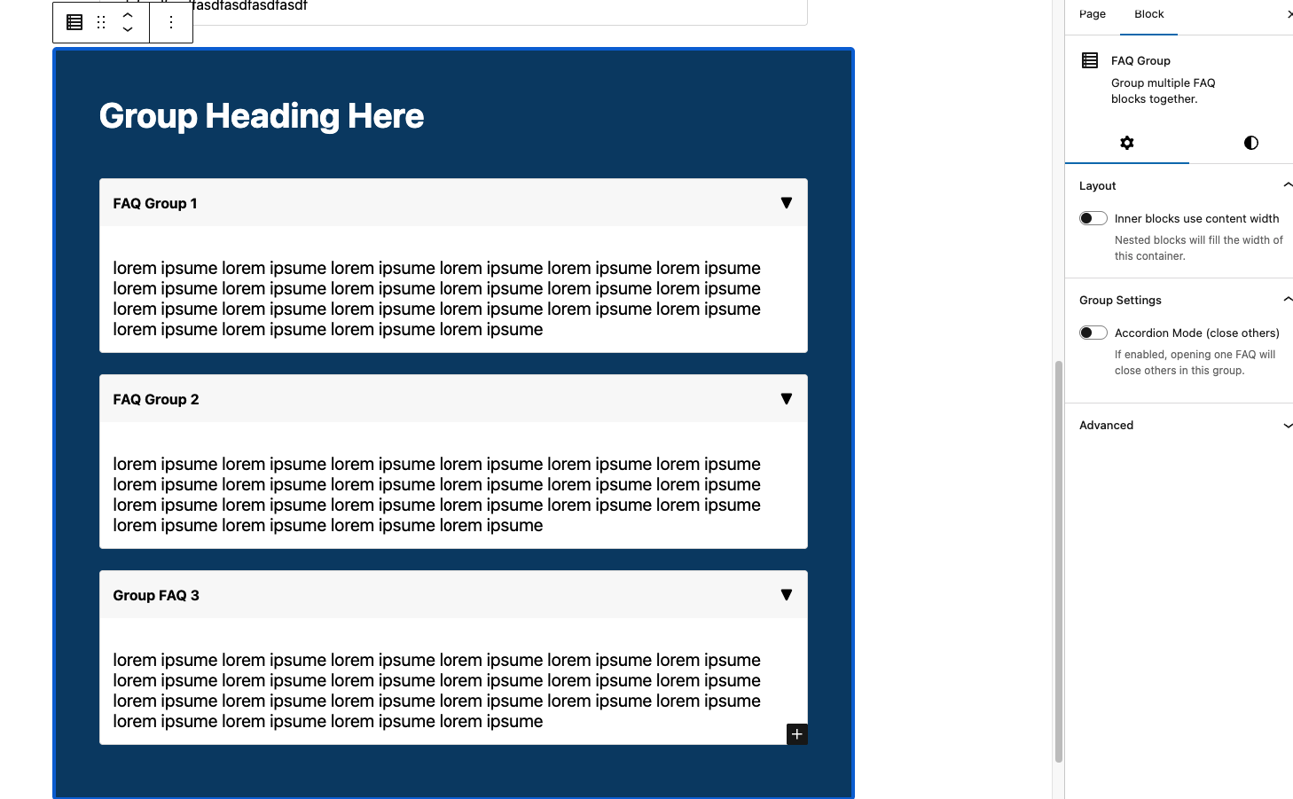 Group FAQ's Control Panels