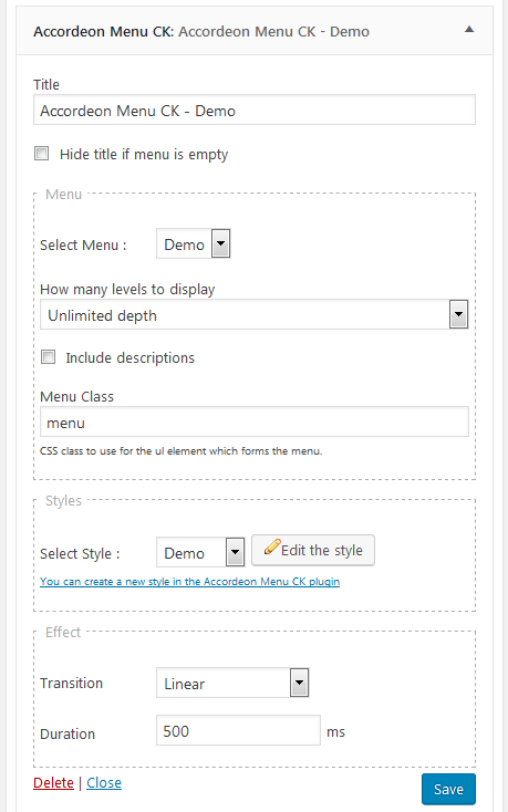 Widget options to place in any sidebar