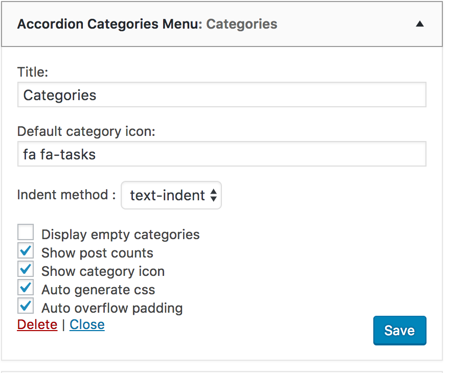 Widget configuration.