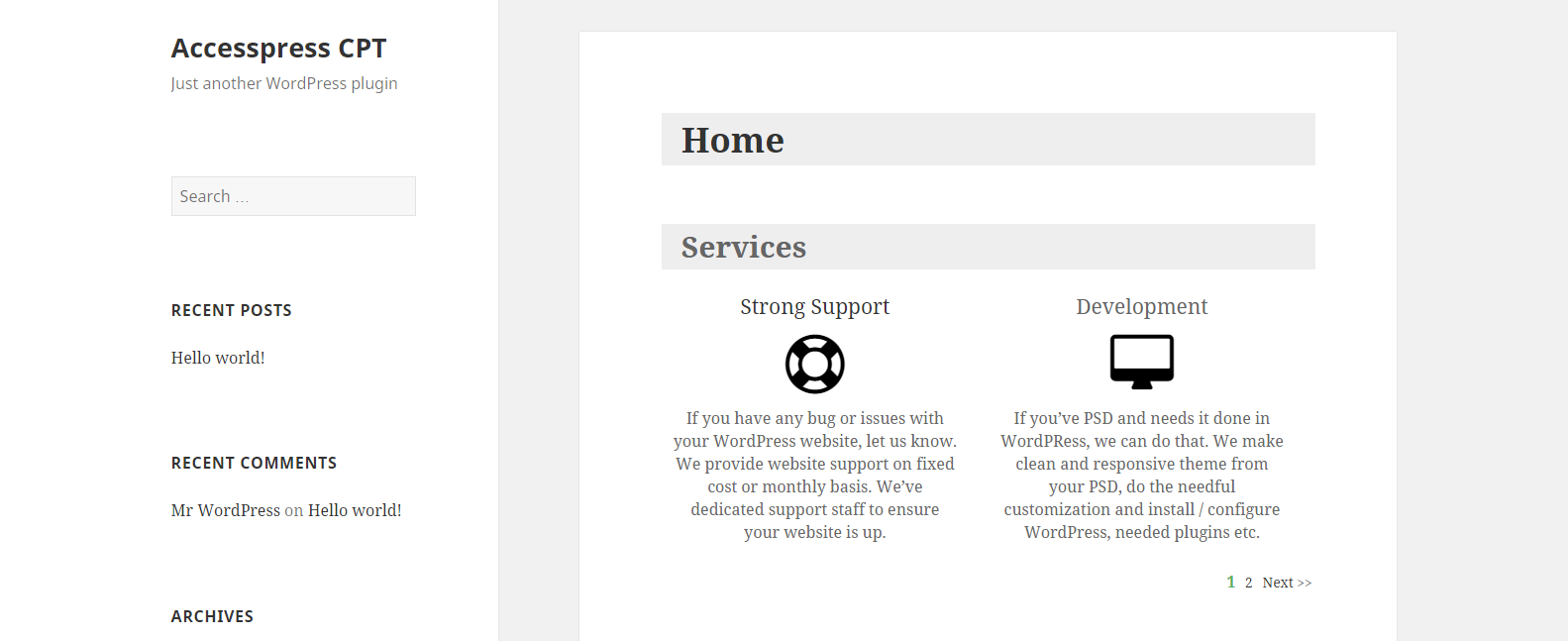 Frontend Display of Service Section