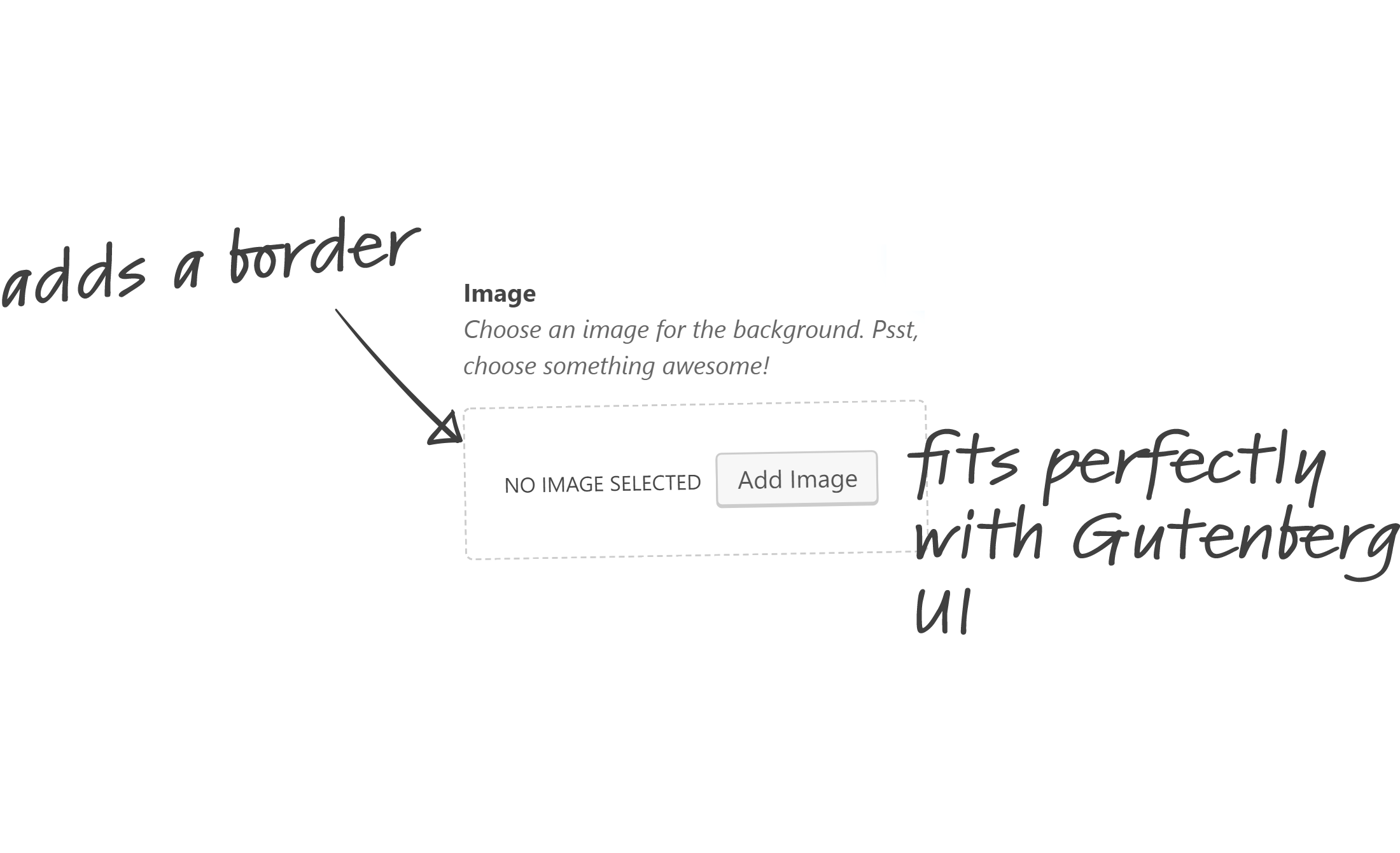 The Image field - with a border added and extra oomph to bring it up to Gutenberg standards