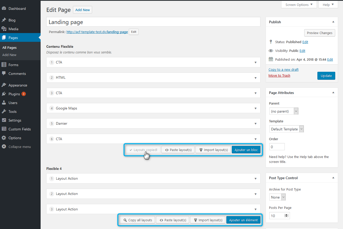 Main button action "Copy all", "Paste", "Import"