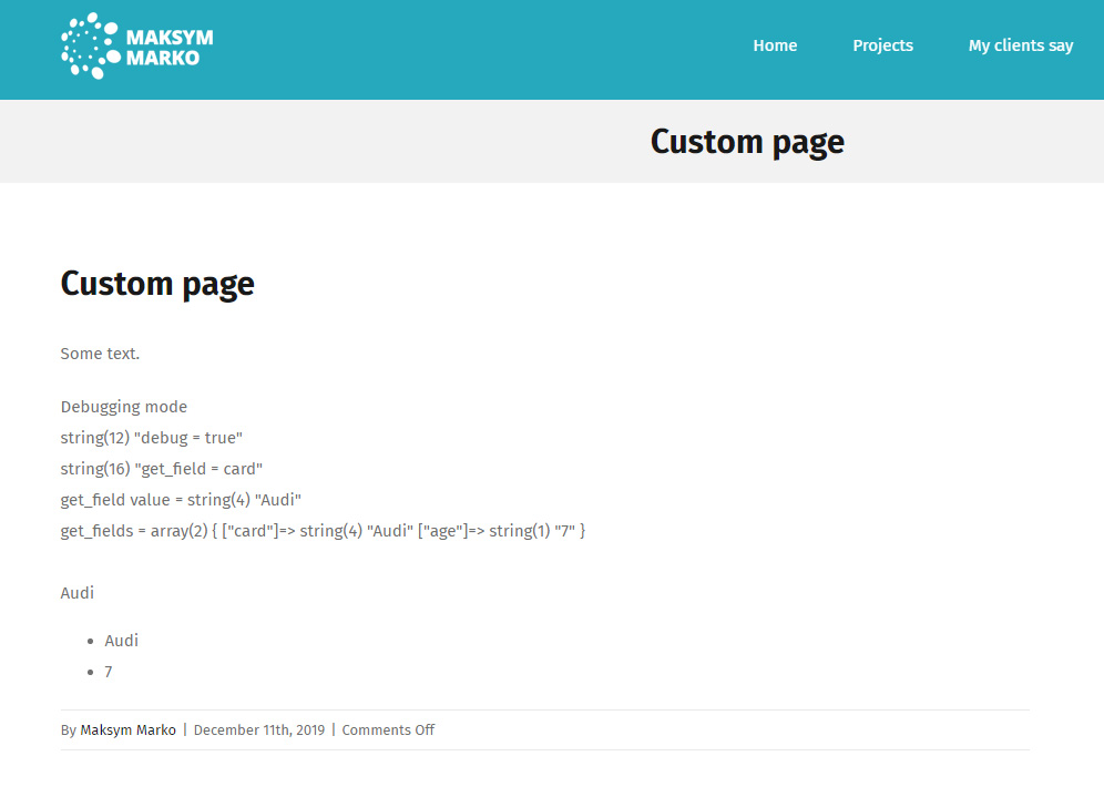 Display custom fields