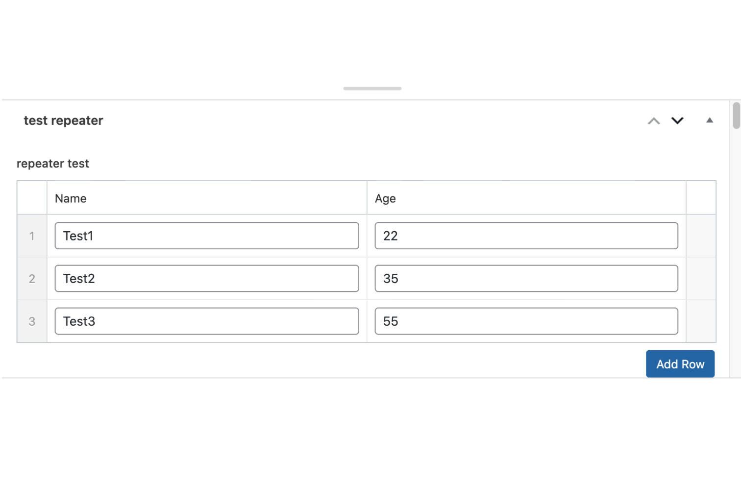 Repeater field in the page editor