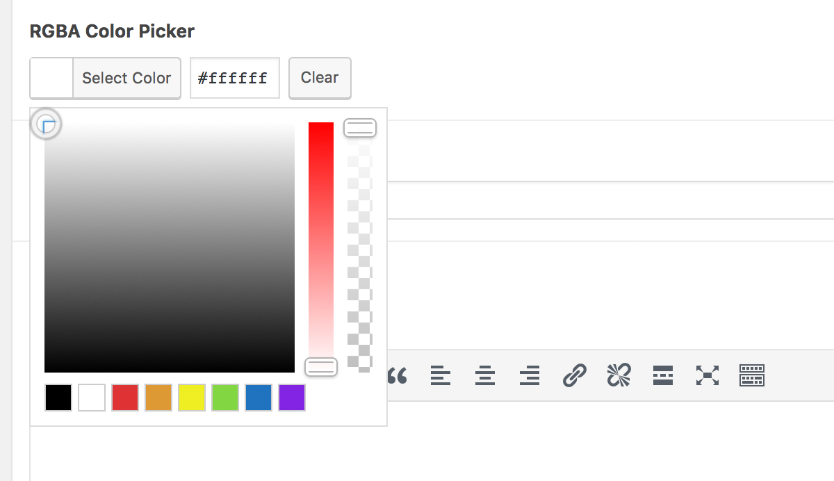 The RGBA Color Picker with the standard color palette