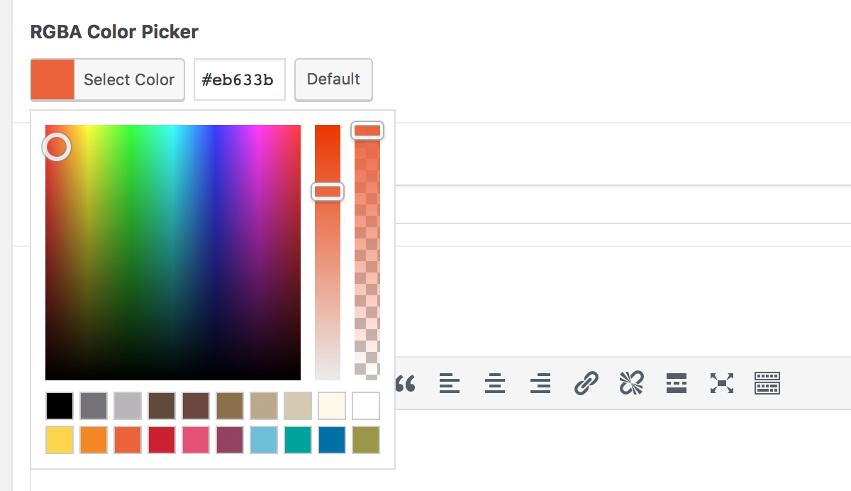 The RGBA Color Picker with a custom color palette