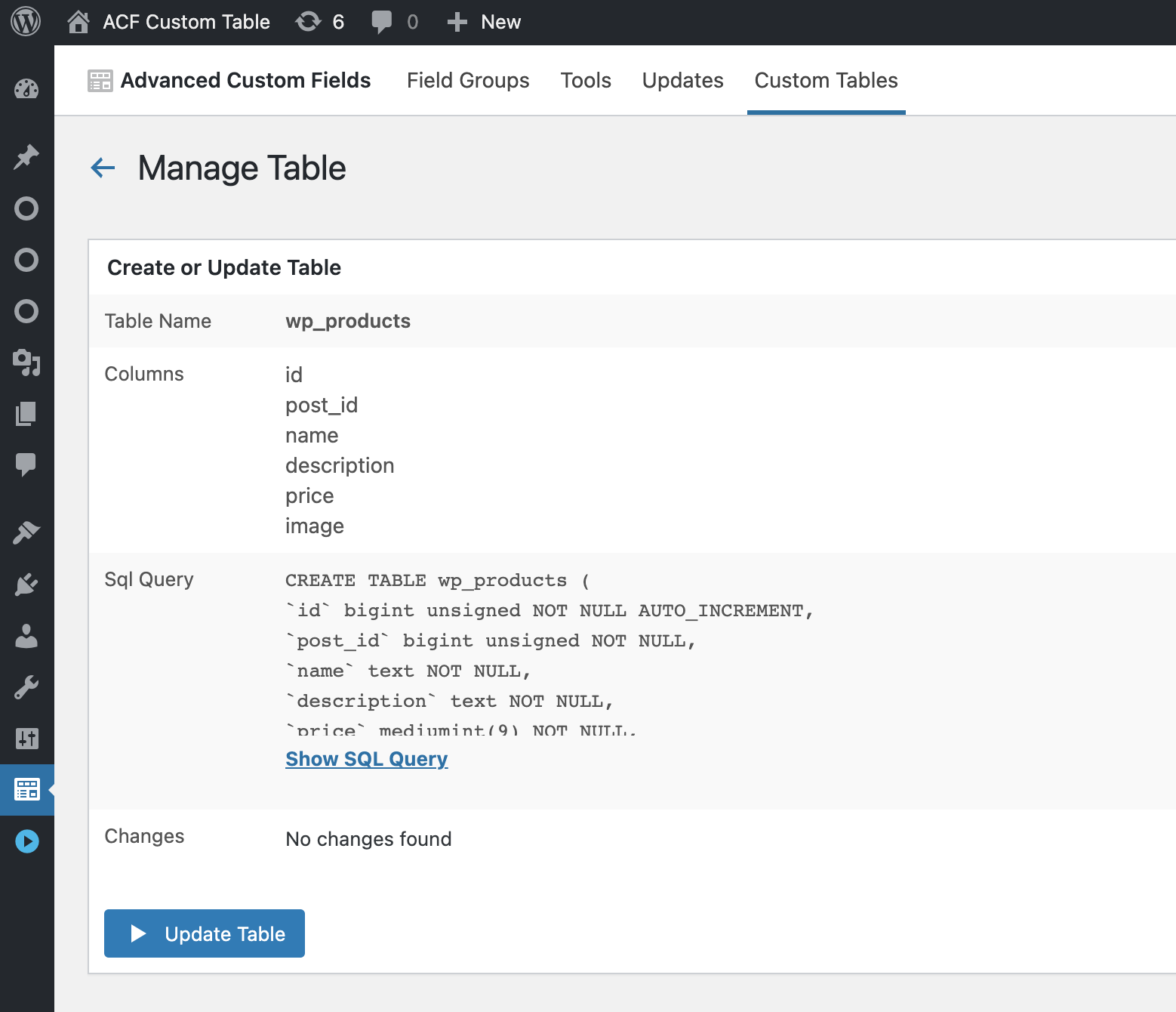 View SQL query and changes