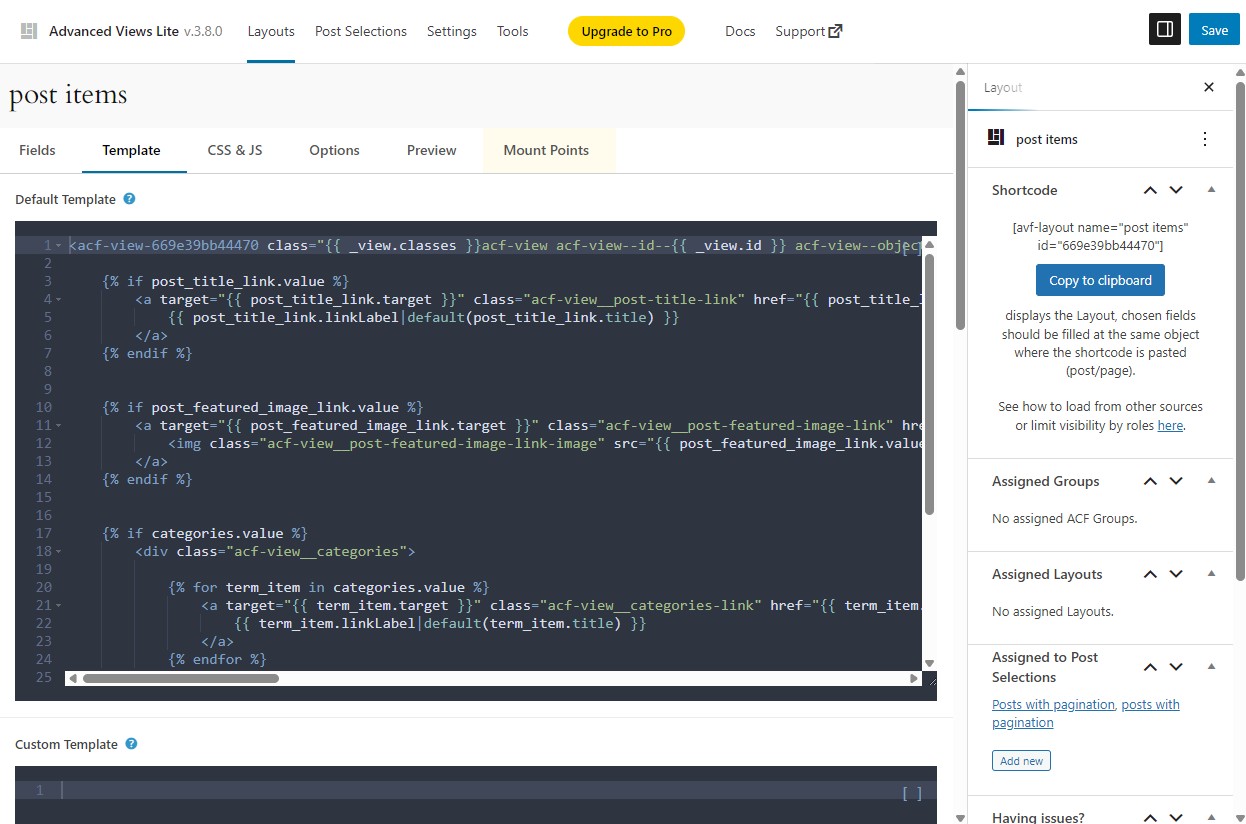 The default template can easily be customized.