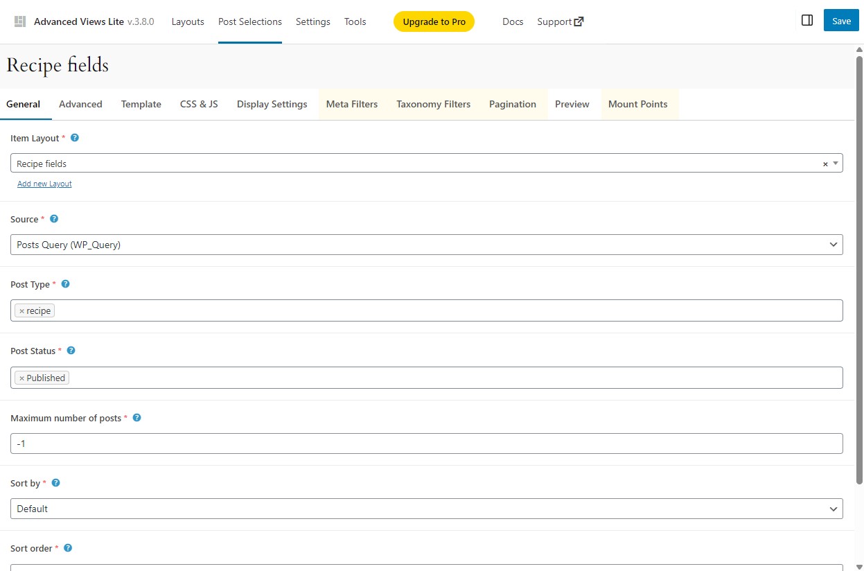 Posts can be filtered, sorted and styled.