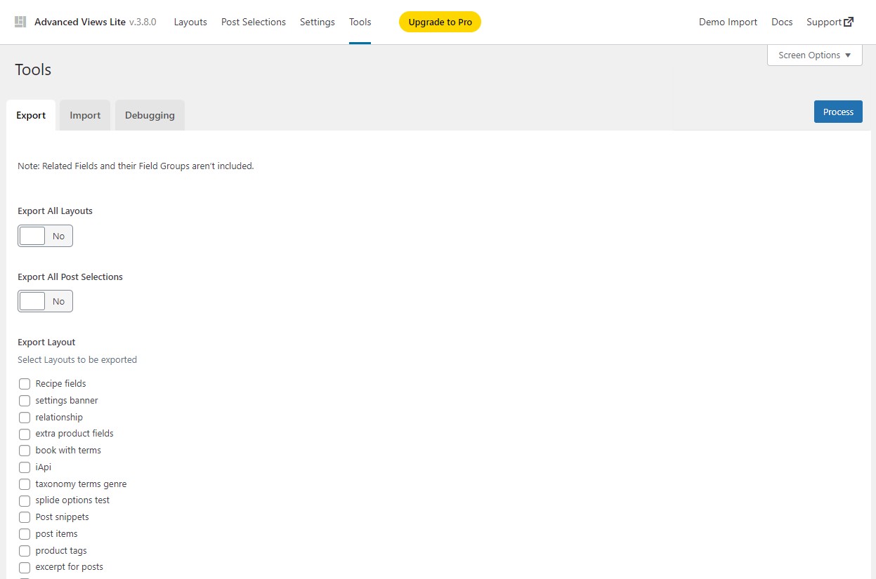 Tools for Import and Export.