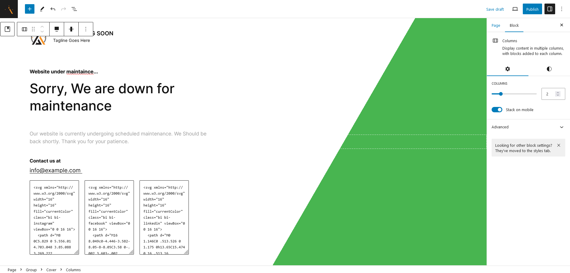 Edit page - Customize pattern