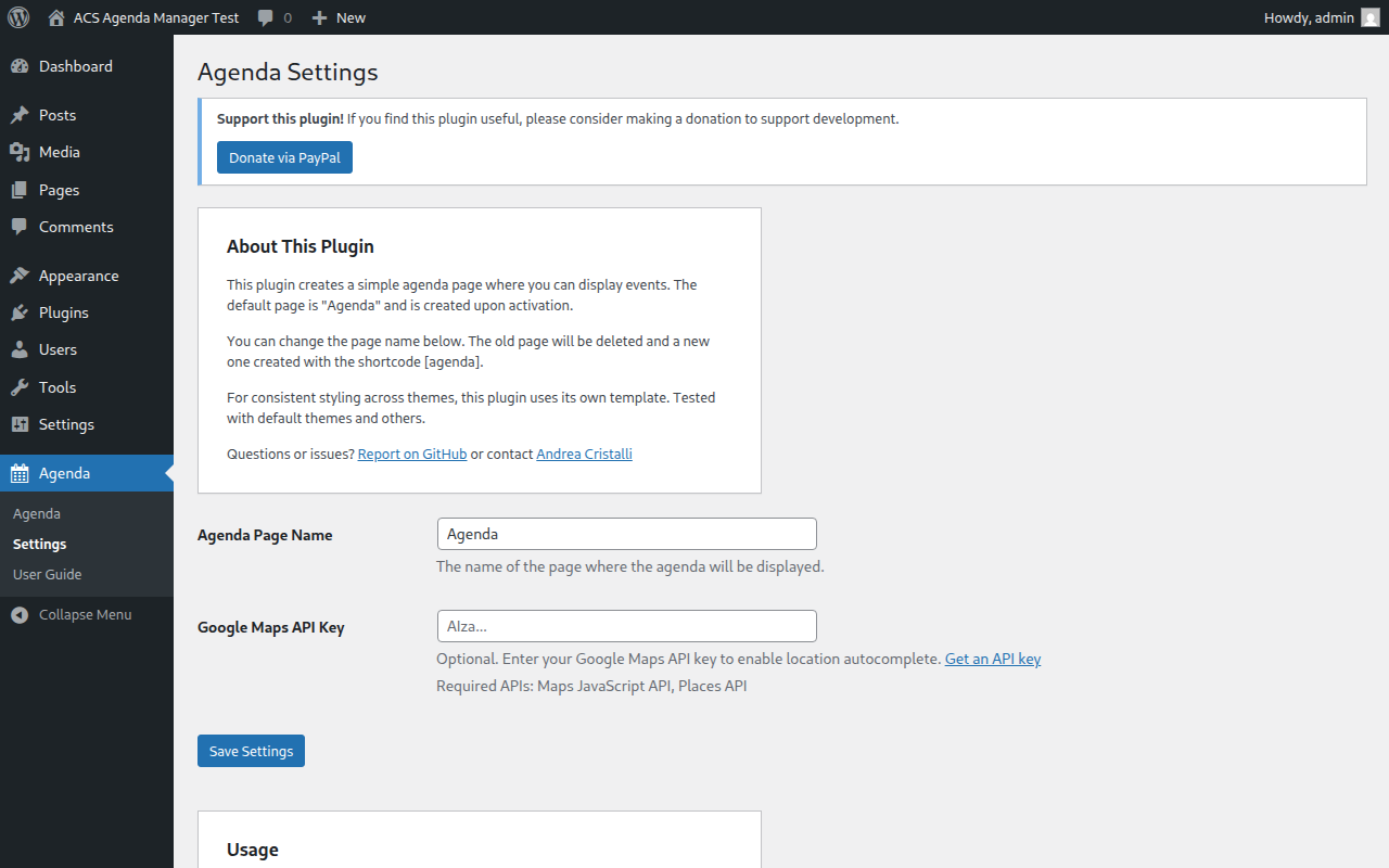 Plugin settings and configuration options