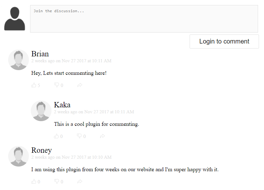 **Active Commenting Front UI**: Display commenting UI to user for allow comment on site before Sign-In.