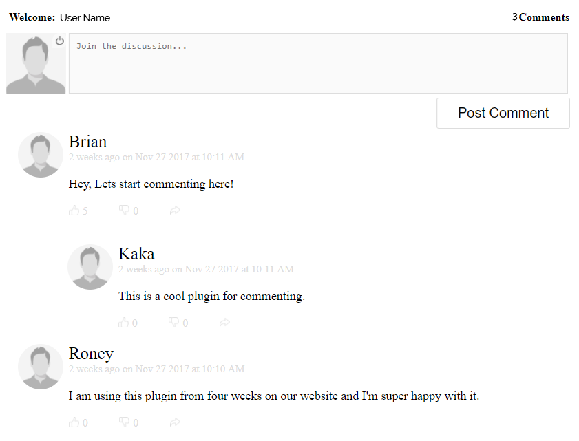 **Active Commenting Front UI**: Display commenting UI to user for allow comment on site after Sign-In.