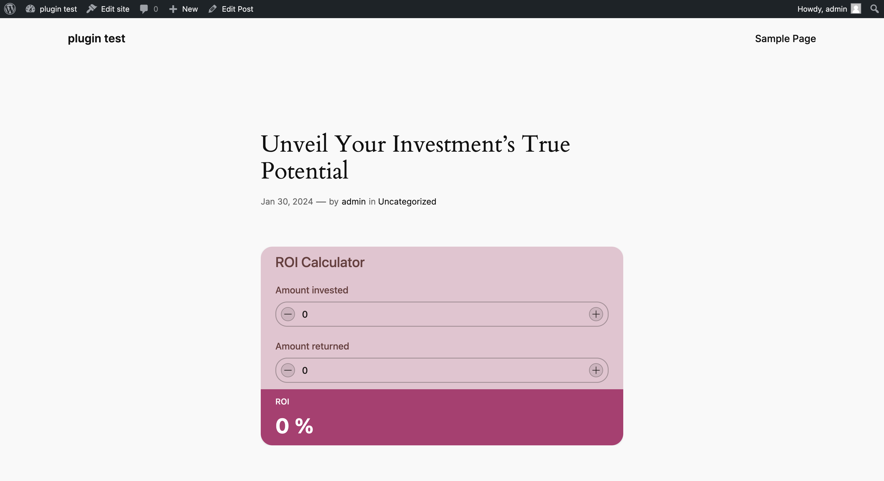 Live calculator in a WordPress post