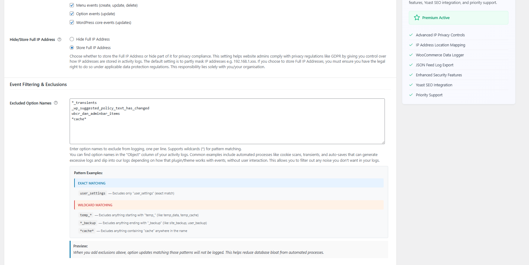 **Exclusion Capabilities** - Sophisticated event filtering and exclusion capabilities screenshot-6.png