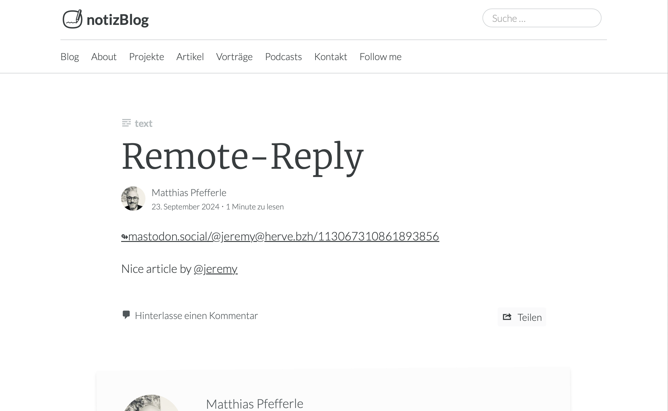 A "Federated Reply" in a Post