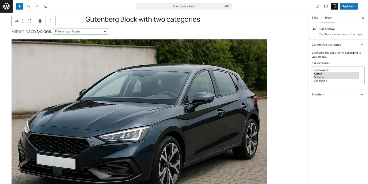 Backend: Gutenberg block and shortcodes for implementation