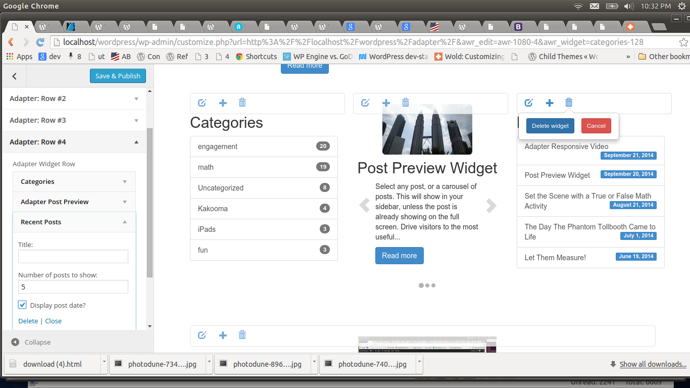 Widgets resize to fill the screen. Use 1 to 4 in each row.
