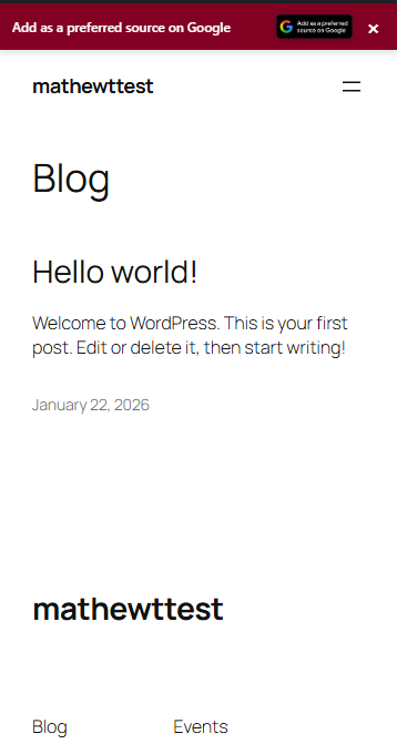 Banner display on website frontend as top