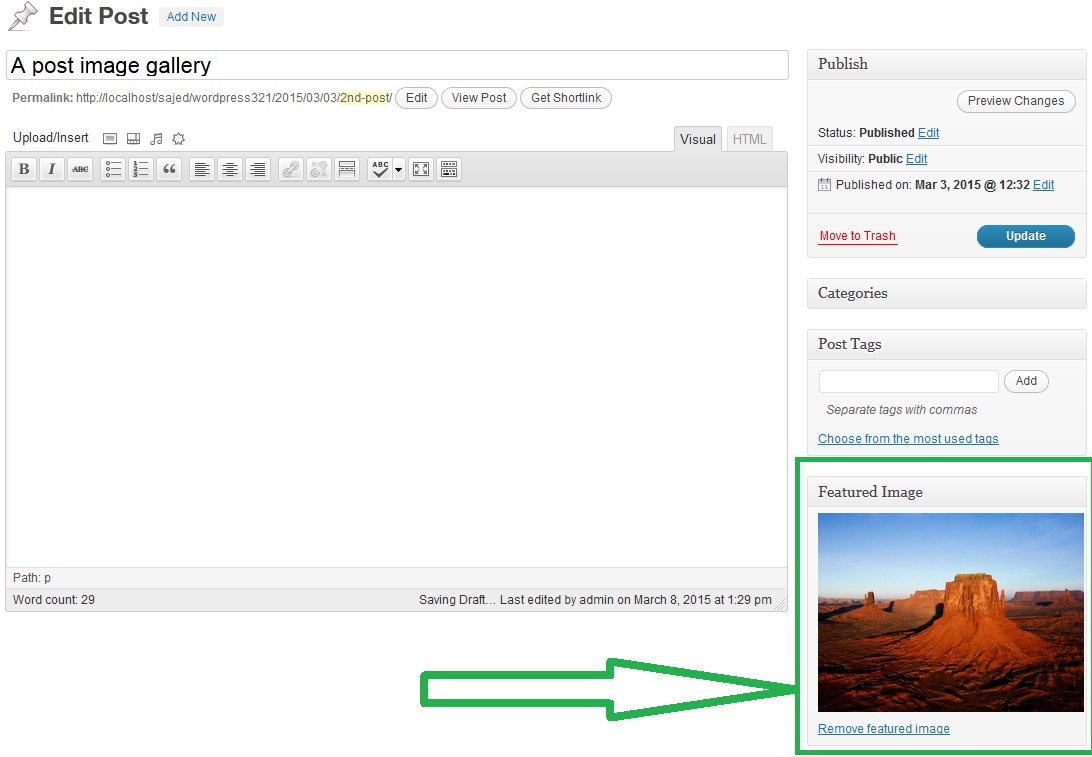 Featured Image box on Add New/Edit Post page