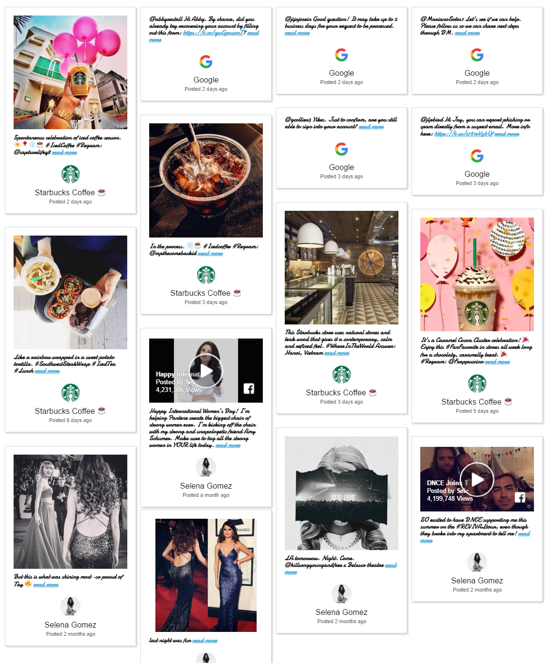 Instagram feed demo stream.