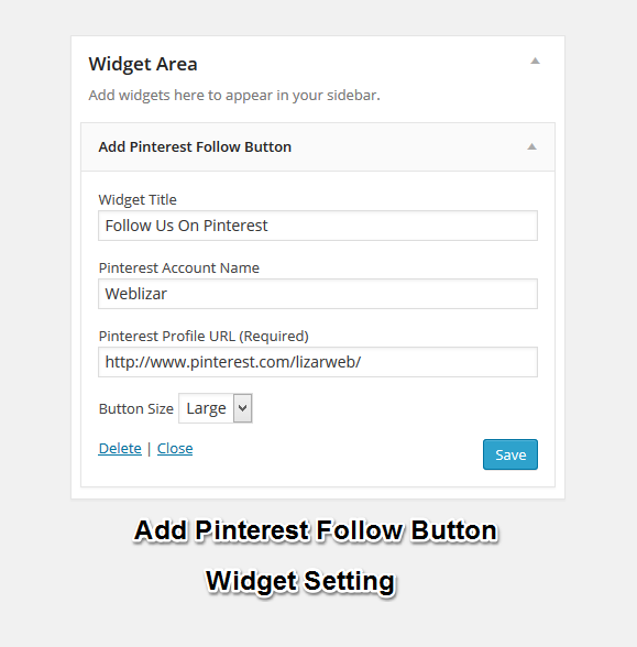 Pinterest Follow Button Widget Settings