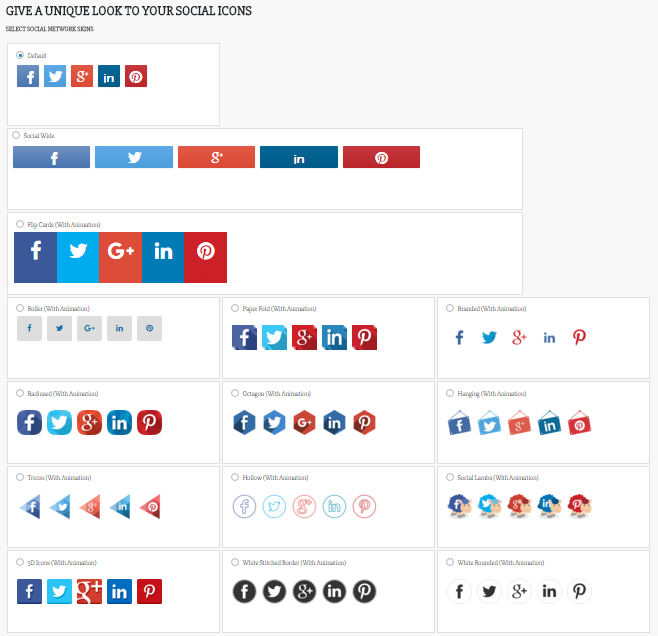 Social Share Icons templates