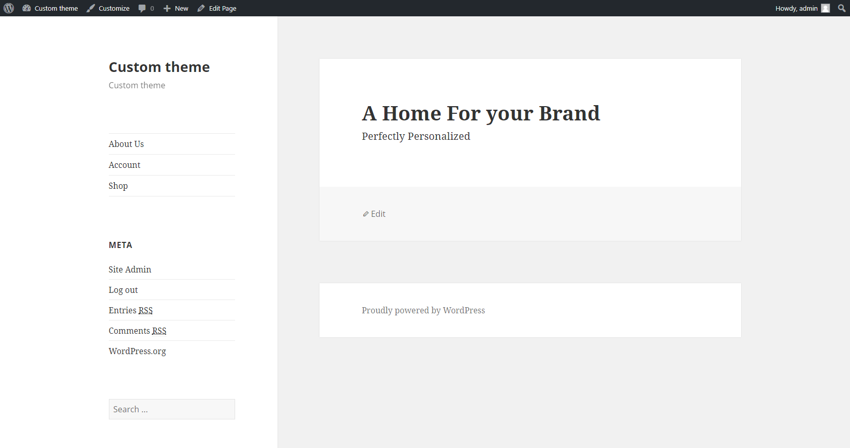 front of single page/post