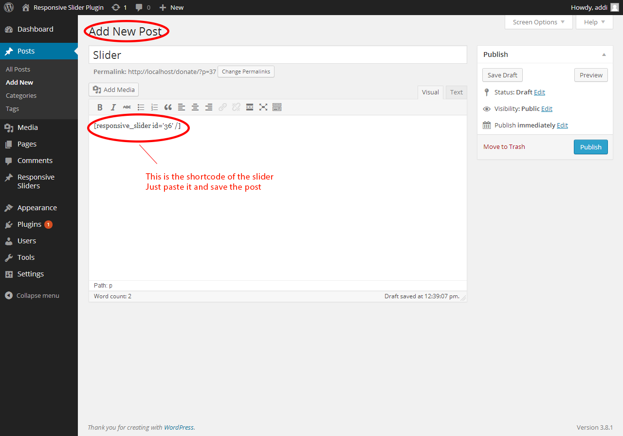 How to use the shortcode