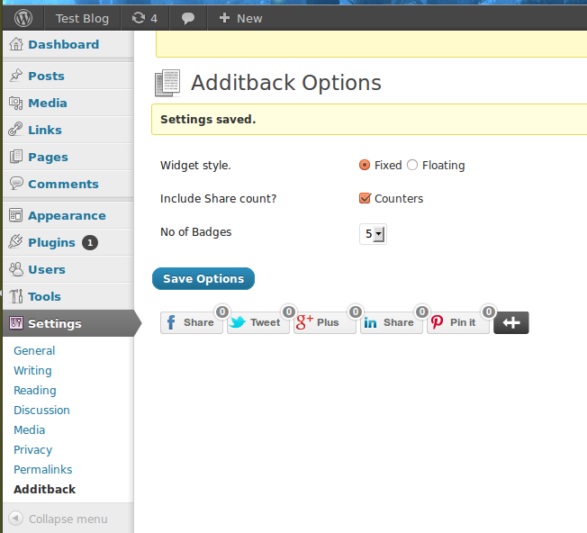Showing the Additback Plugin's settings Menu and also Live preview below.
