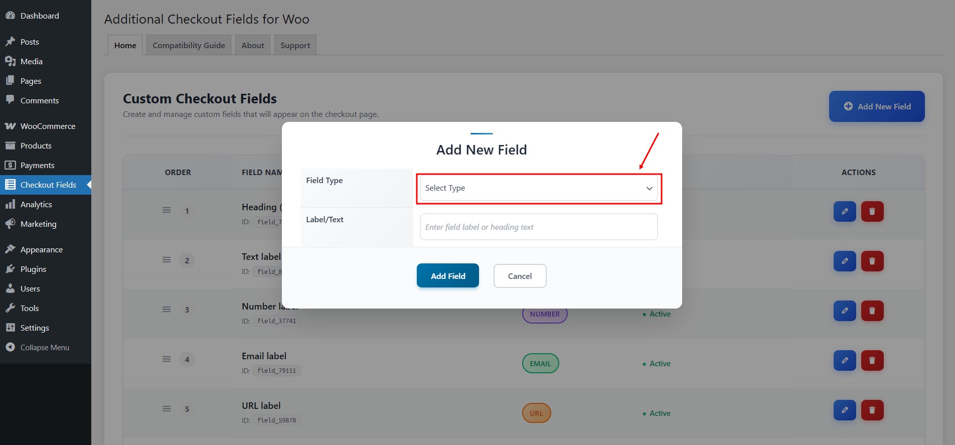 Select field type