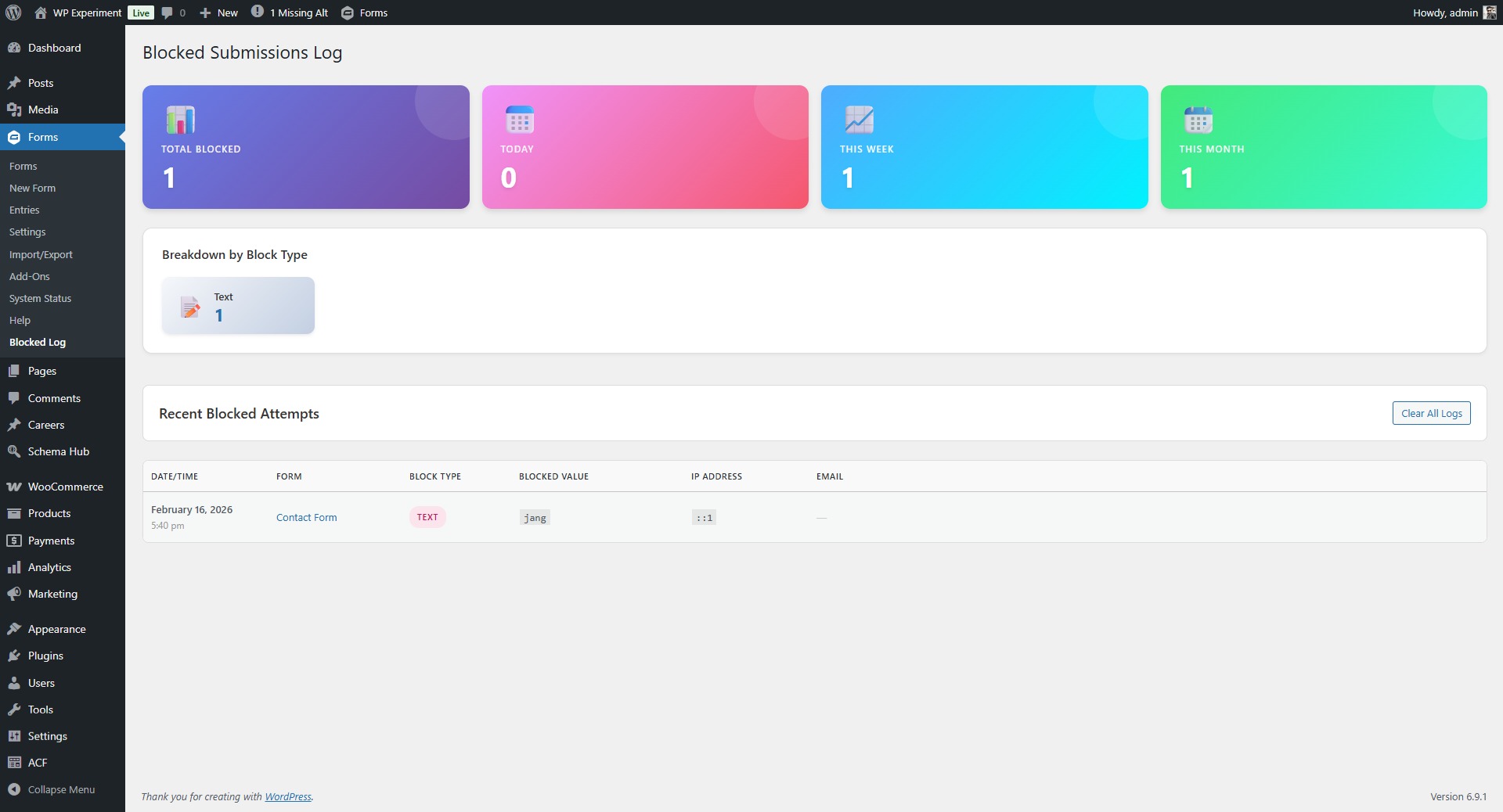 Entry Detail Block Option