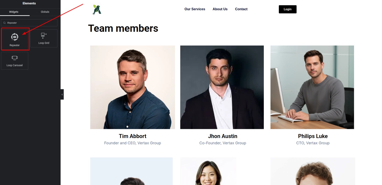 Choose or create a Repeater Item Template and Connect the widget to your ACF Repeater field.