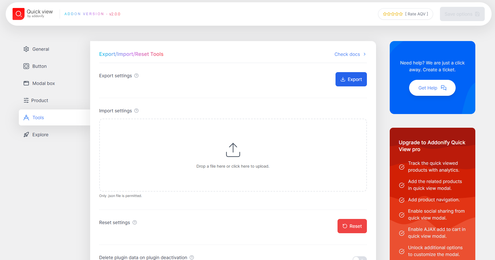 Addonify Quick View admin setting 3.